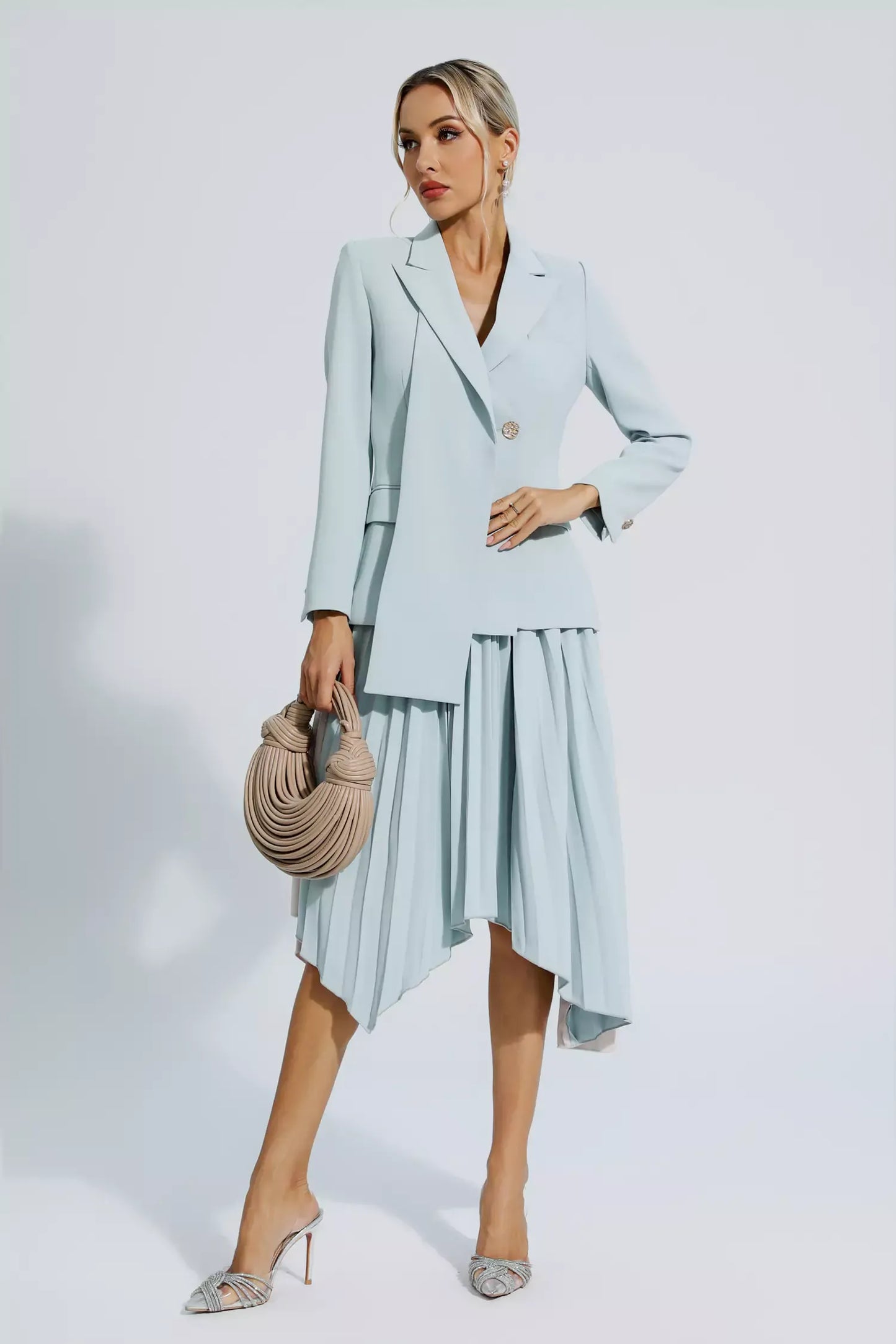 Blaire Gri Dantelli Blazer Takım