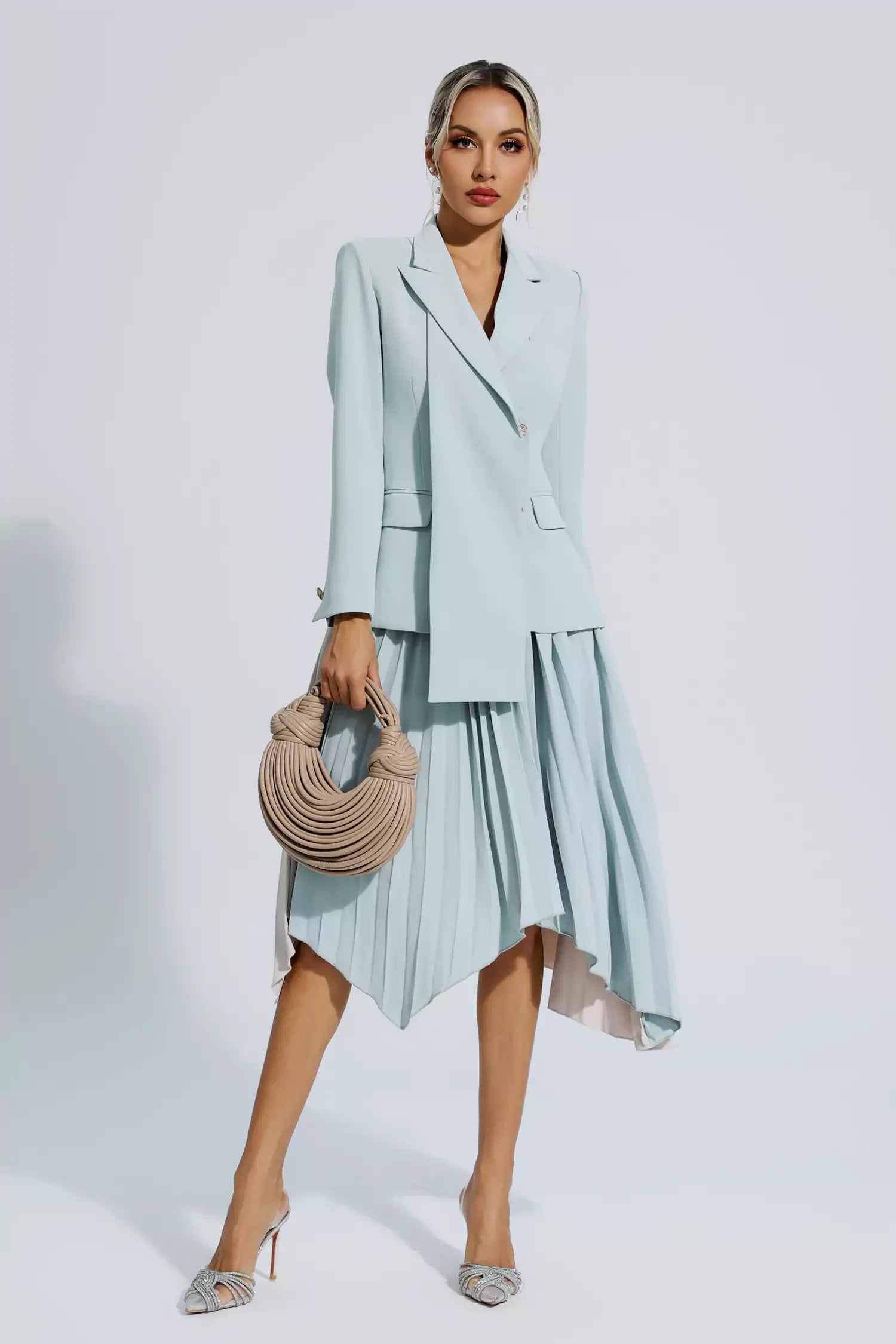 Blaire Gri Dantelli Blazer Takım