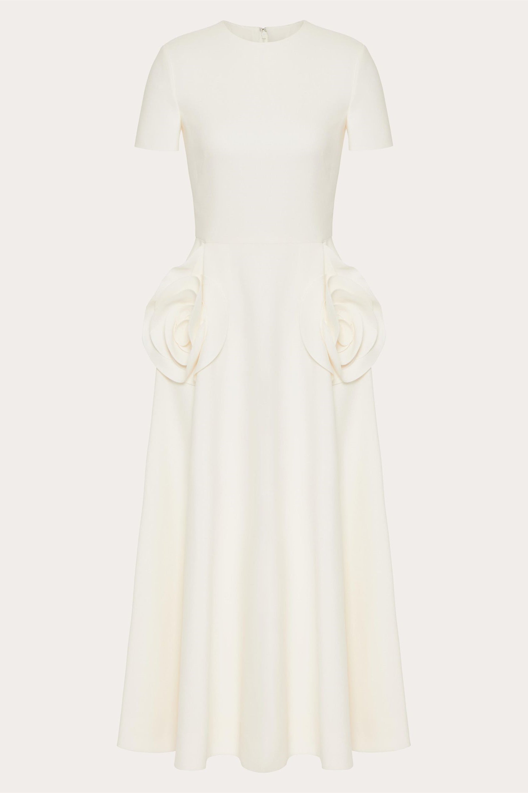 Ava Çiçek Aplikeli Kısa Kollu Midi Elbise