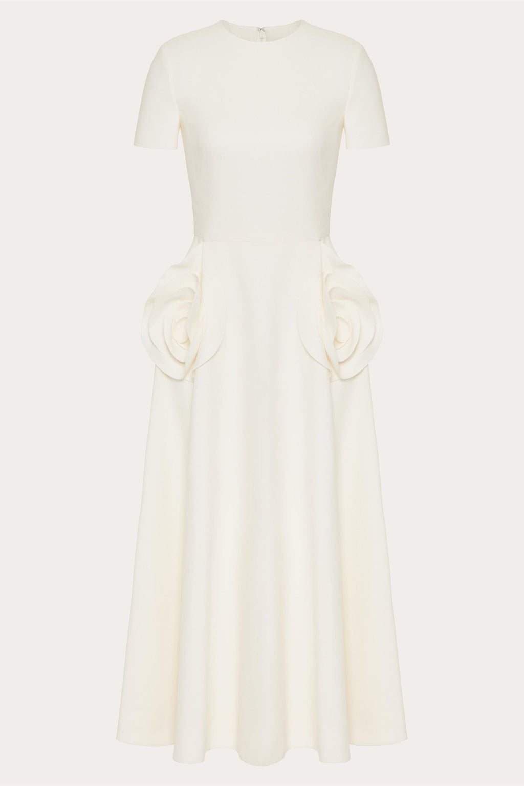 Ava Çiçek Aplikeli Kısa Kollu Midi Elbise