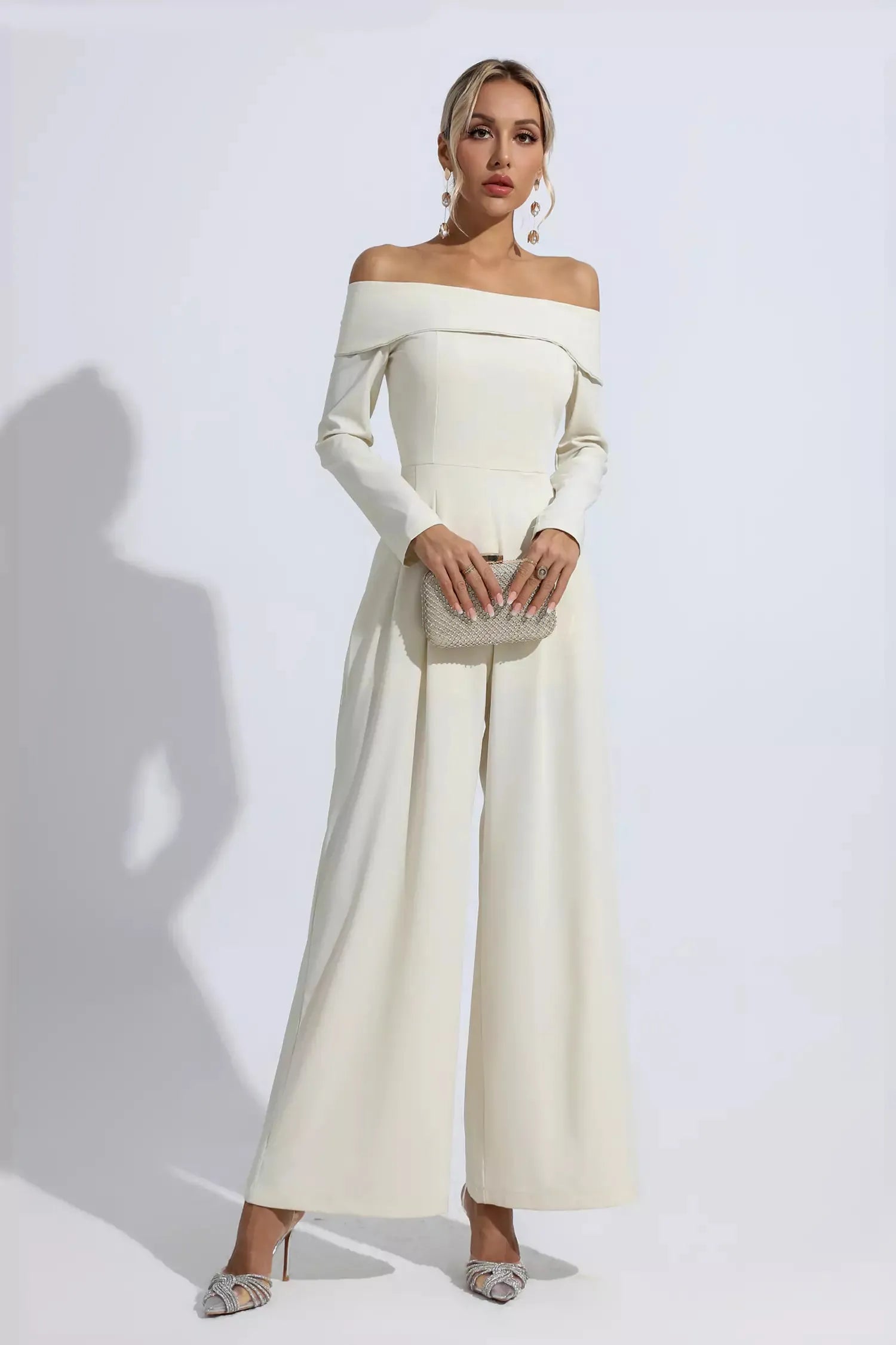 Cassidy Kayısı Düşük Omuz Drapeli Tulum