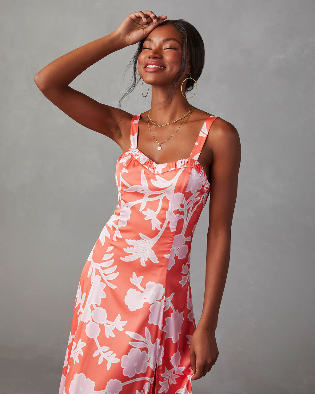 Saf Şiir Çiçekli Midi Elbise