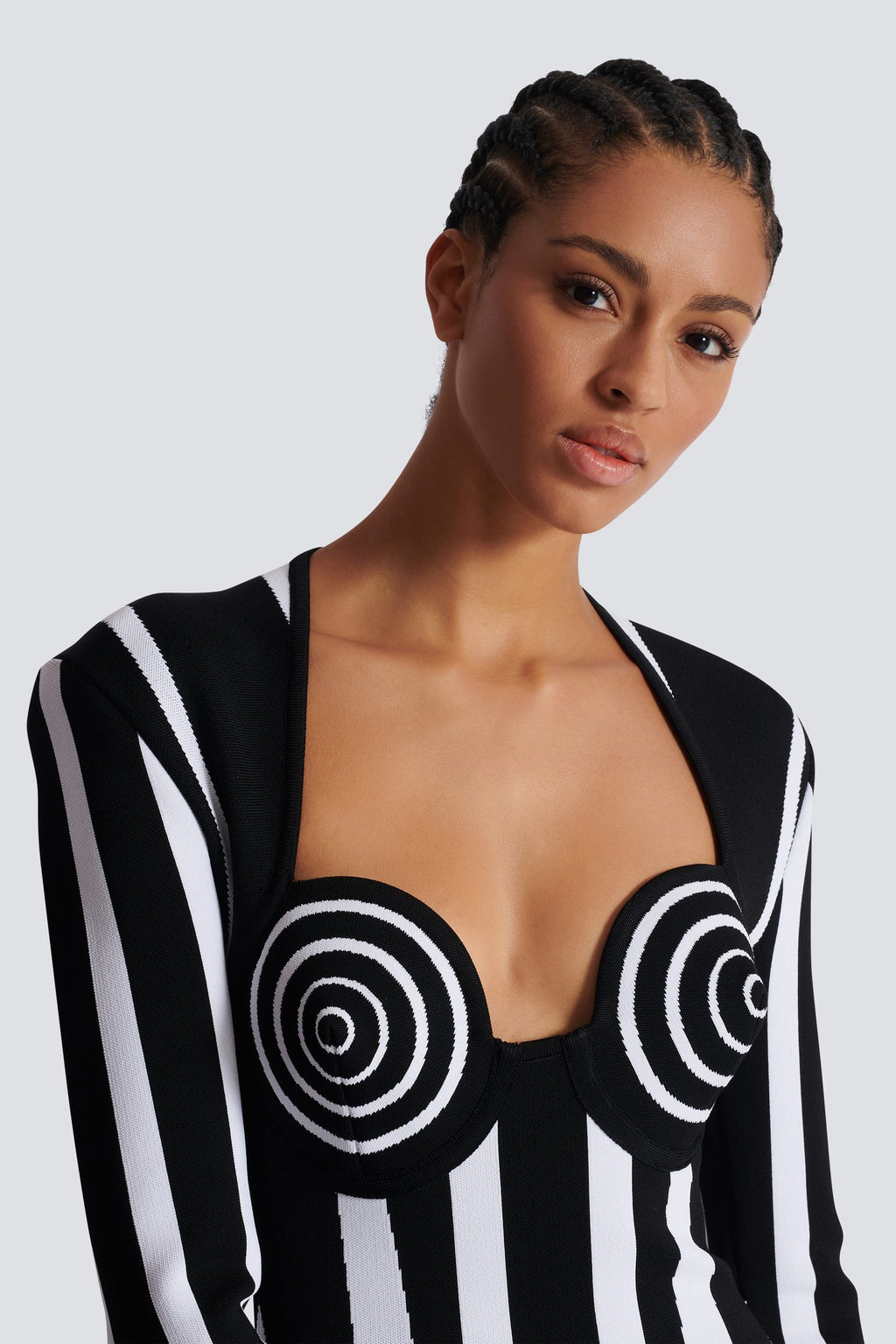 Doris Sweetheart Çizgili Triko Mini Elbise