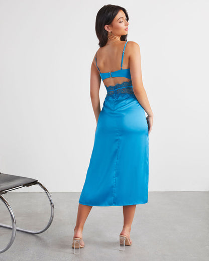Modern Day Love Saten Dantelli Midi Elbise