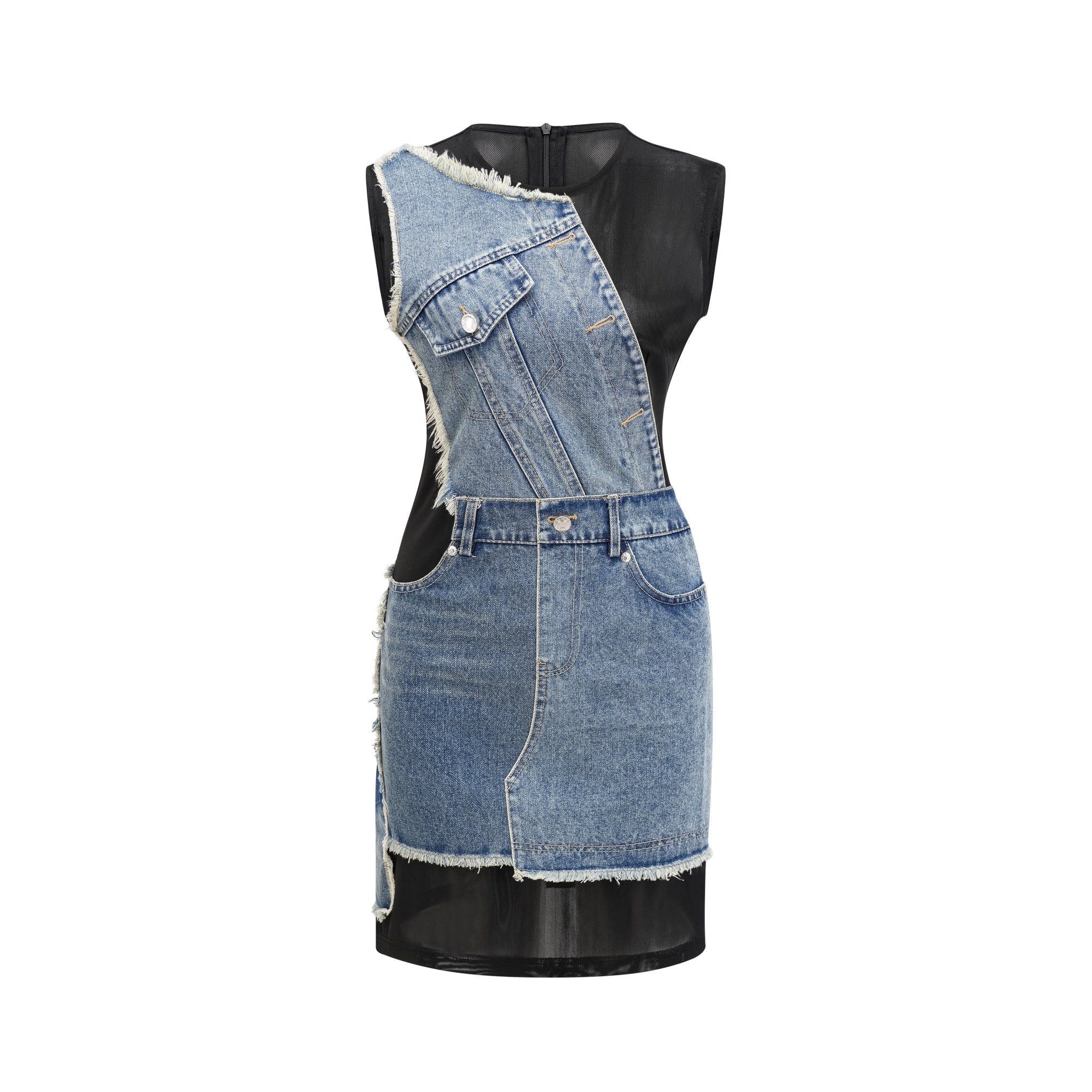 Lana denim mini elbise
