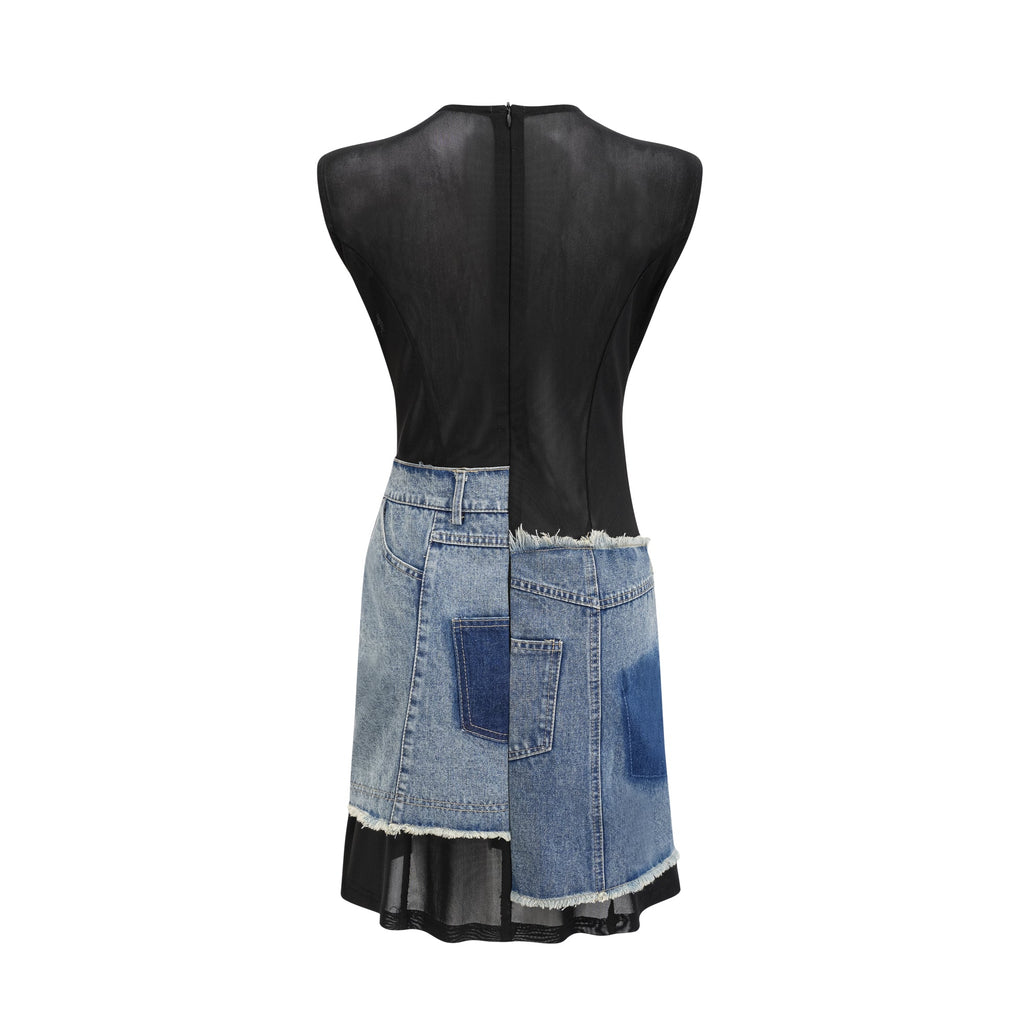 Lana denim mini elbise