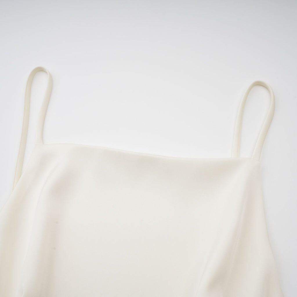 Lyna Beyaz Saten Fırfırlı Mini Elbise, Şal Panel Detaylı