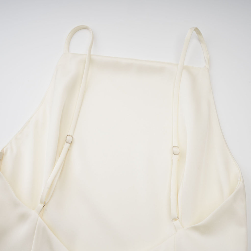 Lyna Beyaz Saten Fırfırlı Mini Elbise, Şal Panel Detaylı