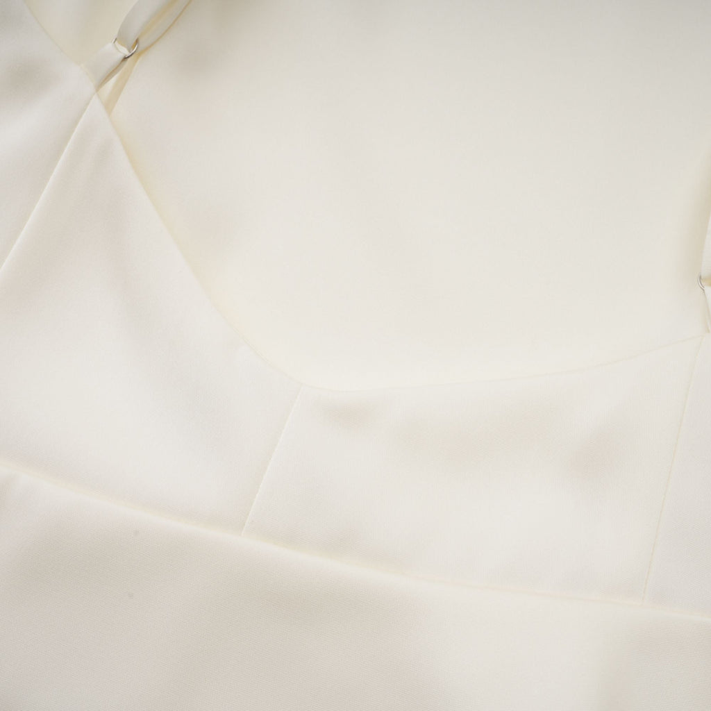 Lyna Beyaz Saten Fırfırlı Mini Elbise, Şal Panel Detaylı