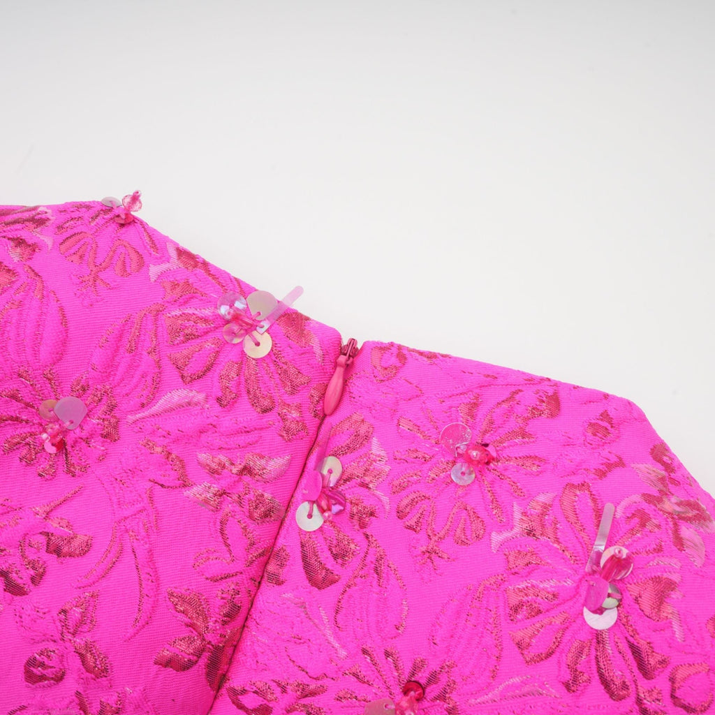 Floransa Tarzı Çiçek Aplikeli Mini Elbise