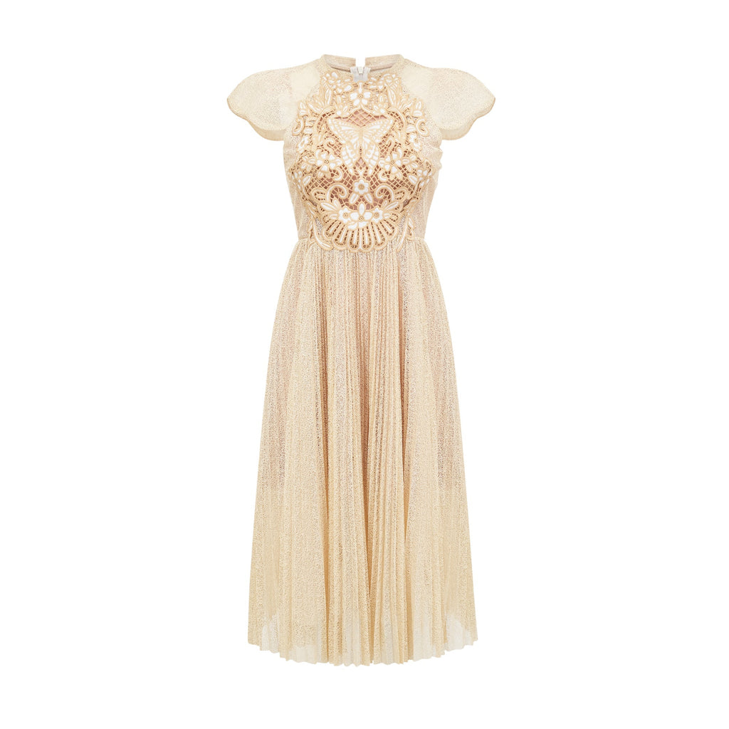 Nerissa pile midi elbise