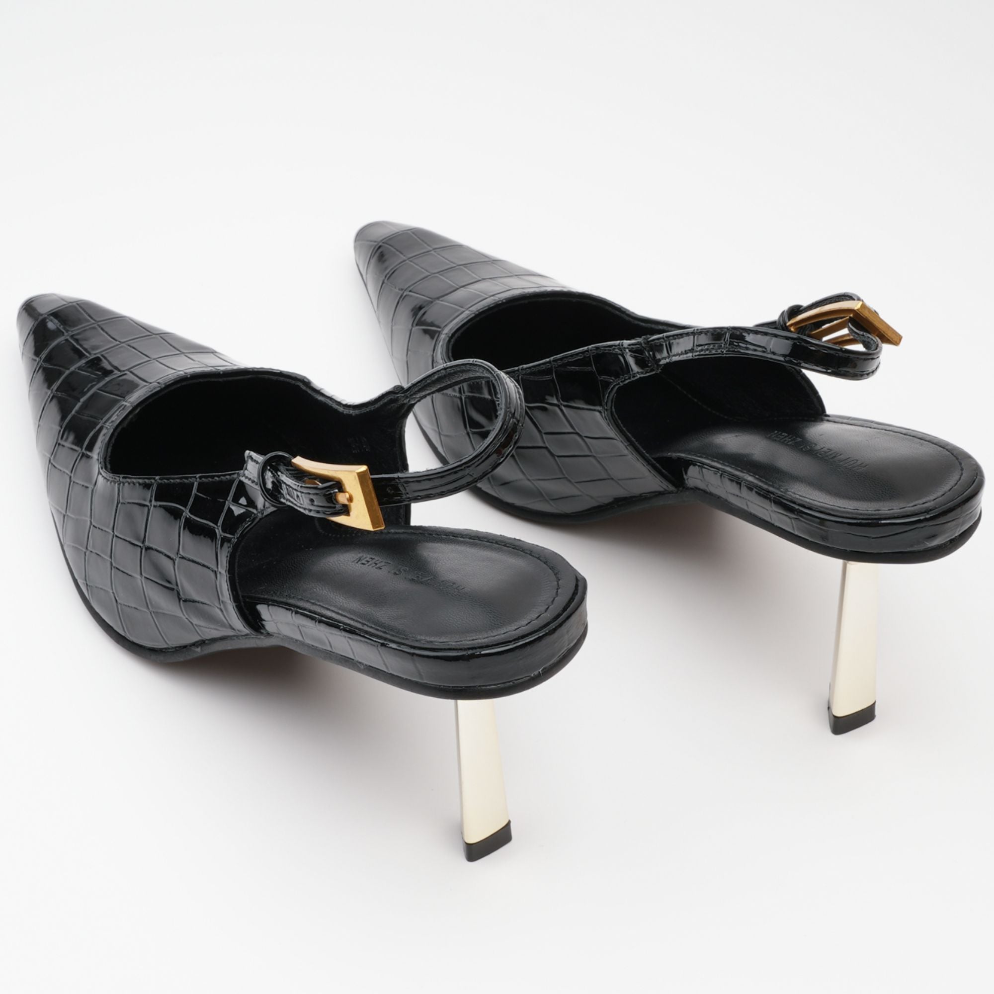 Béatrice Siyah Deri Topuklu Ayakkabılar