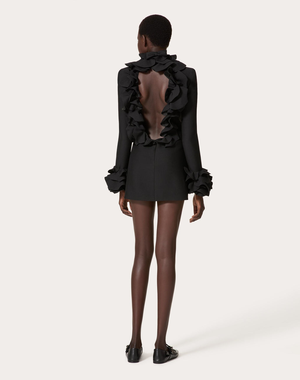 Elaine Sırtı Açık Fırfırlı Mini Elbise