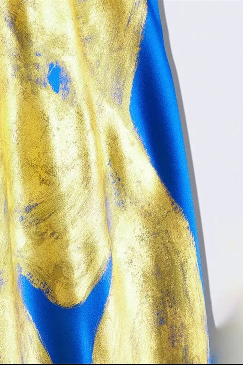 Abigail Baskılı Kısa Kollu Maxi Bölme Elbise