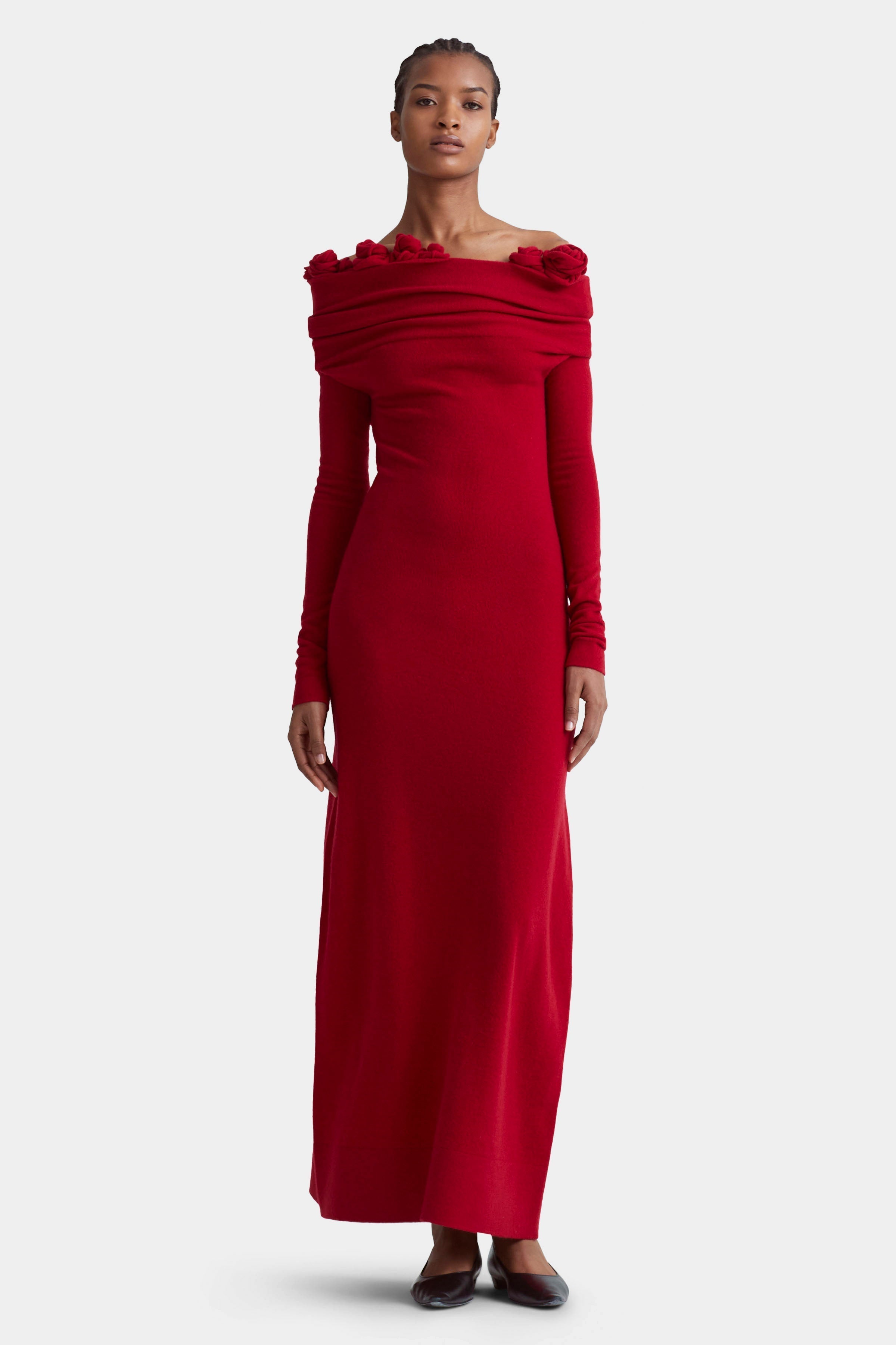 Evelyn Çiçek Aplikeli Tek Omuzlu Maxi Elbise