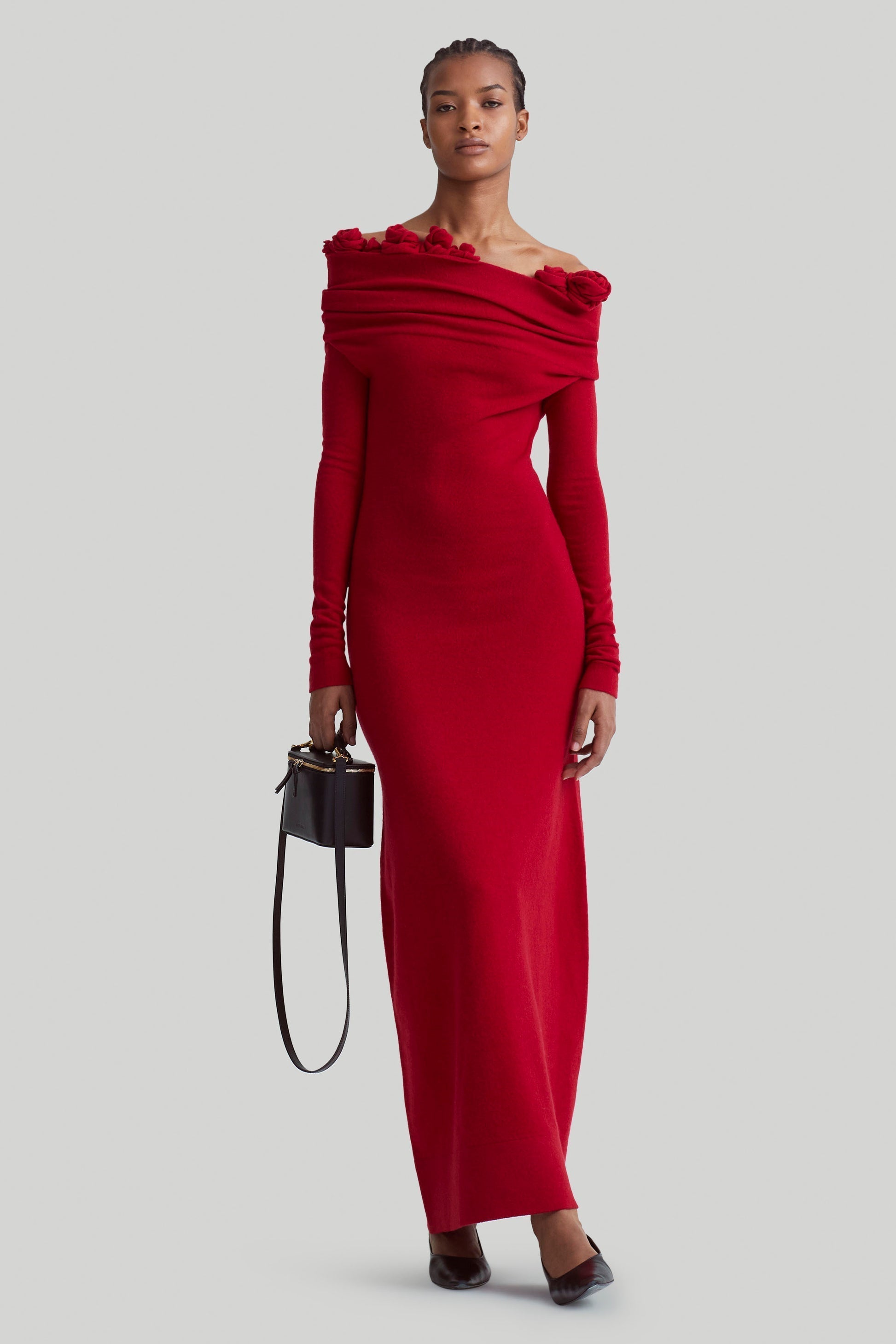 Evelyn Çiçek Aplikeli Tek Omuzlu Maxi Elbise