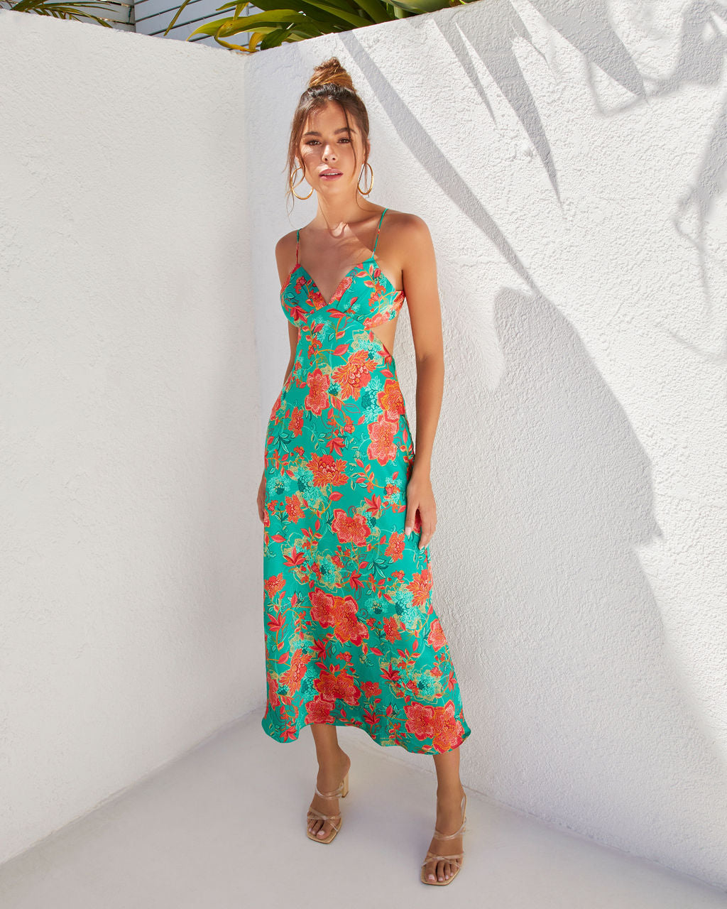 Renelle Saten Kesimli Midi Elbise