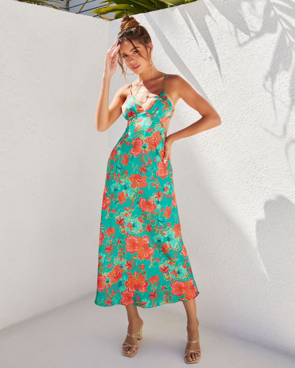 Renelle Saten Kesimli Midi Elbise