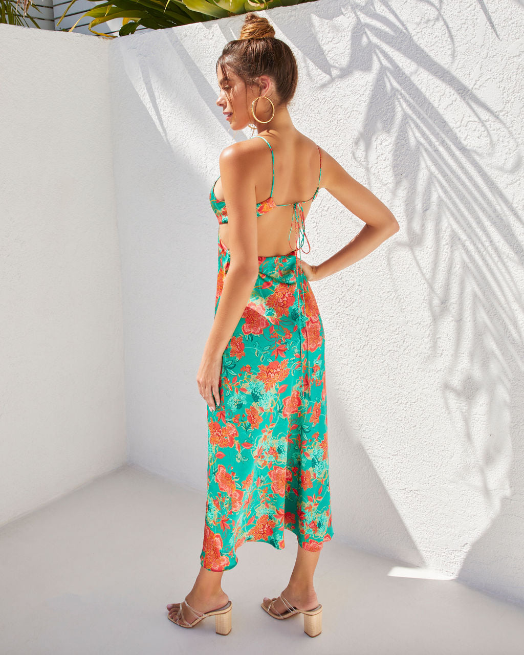 Renelle Saten Kesimli Midi Elbise