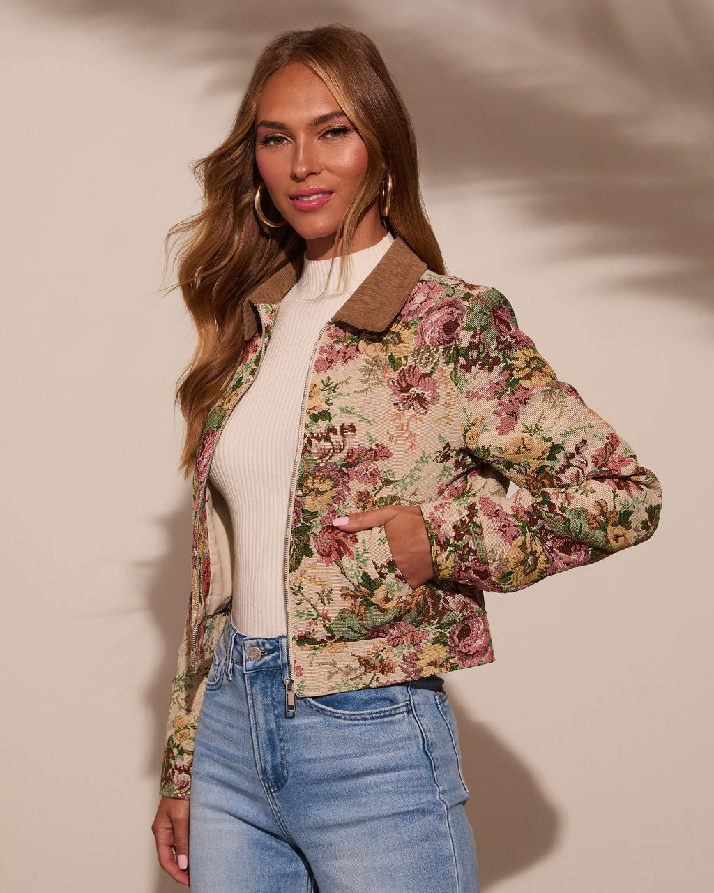 Garden Rose Linen Floral Tapestry Jacket