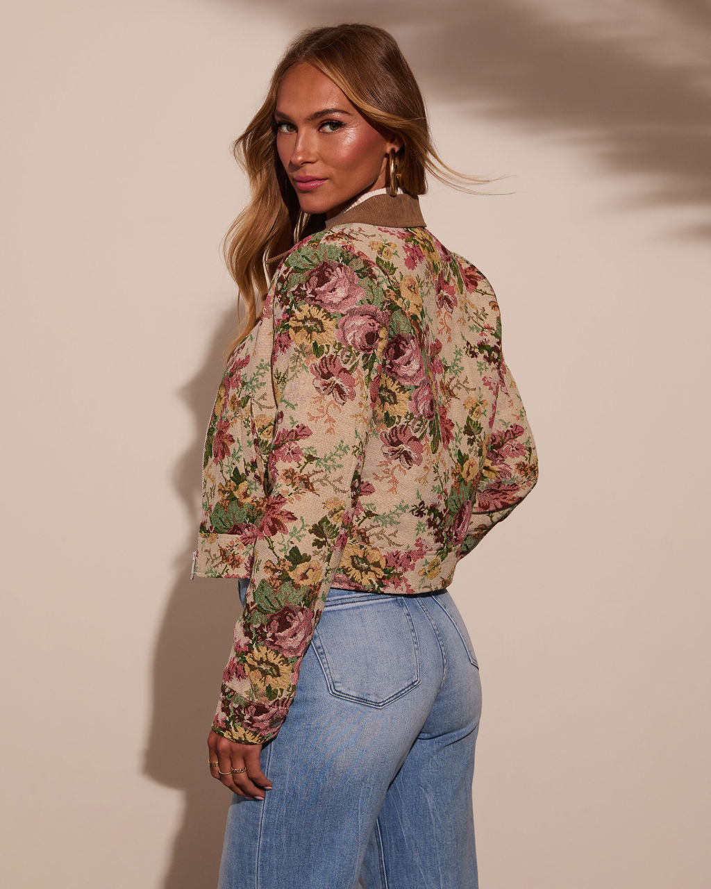 Garden Rose Linen Floral Tapestry Jacket