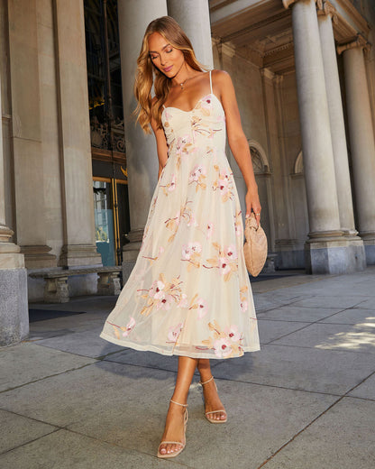 Darling Daisy İşlemeli Çiçek Midi Elbise