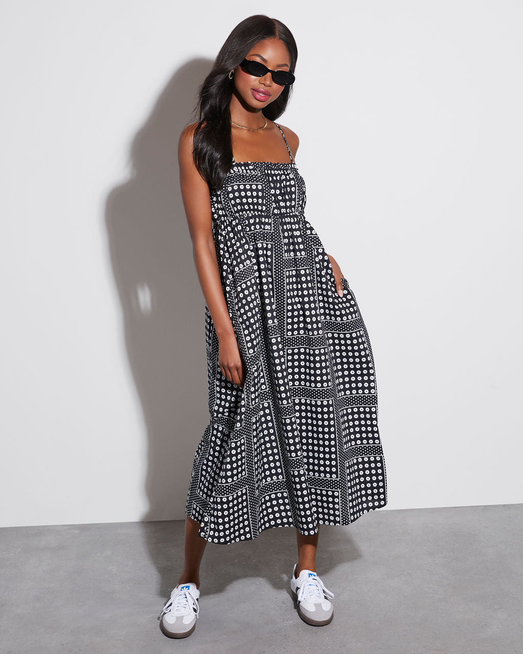 Coraine Pamuk Baskılı Midi Elbise