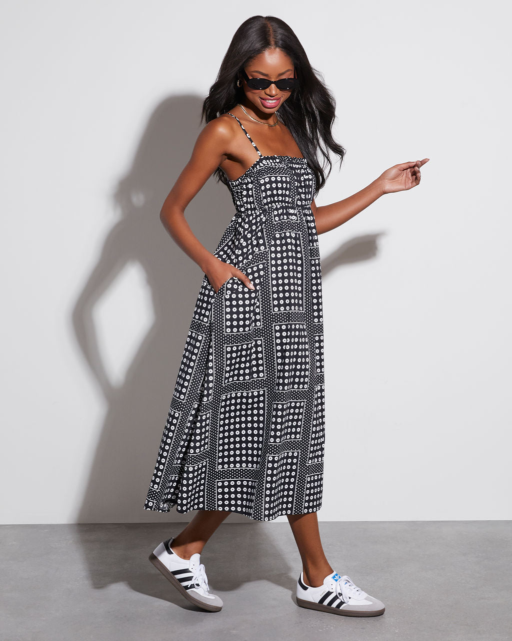 Coraine Pamuk Baskılı Midi Elbise