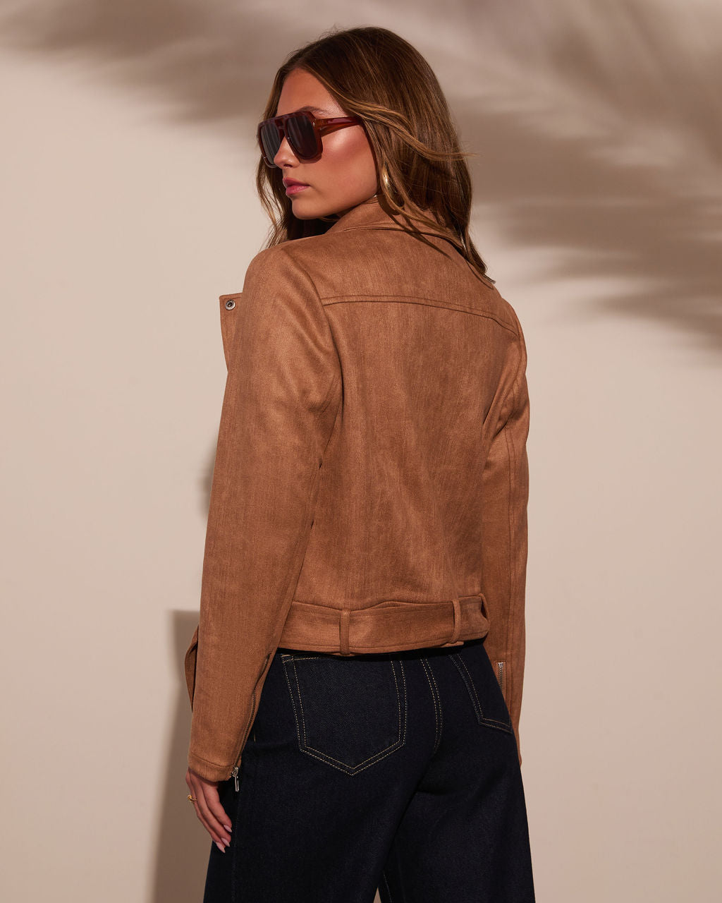 At The Fireside Cropped Suede Moto Jacket