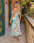 Blossom Coast Çiçek Fırfırlı Midi Elbise