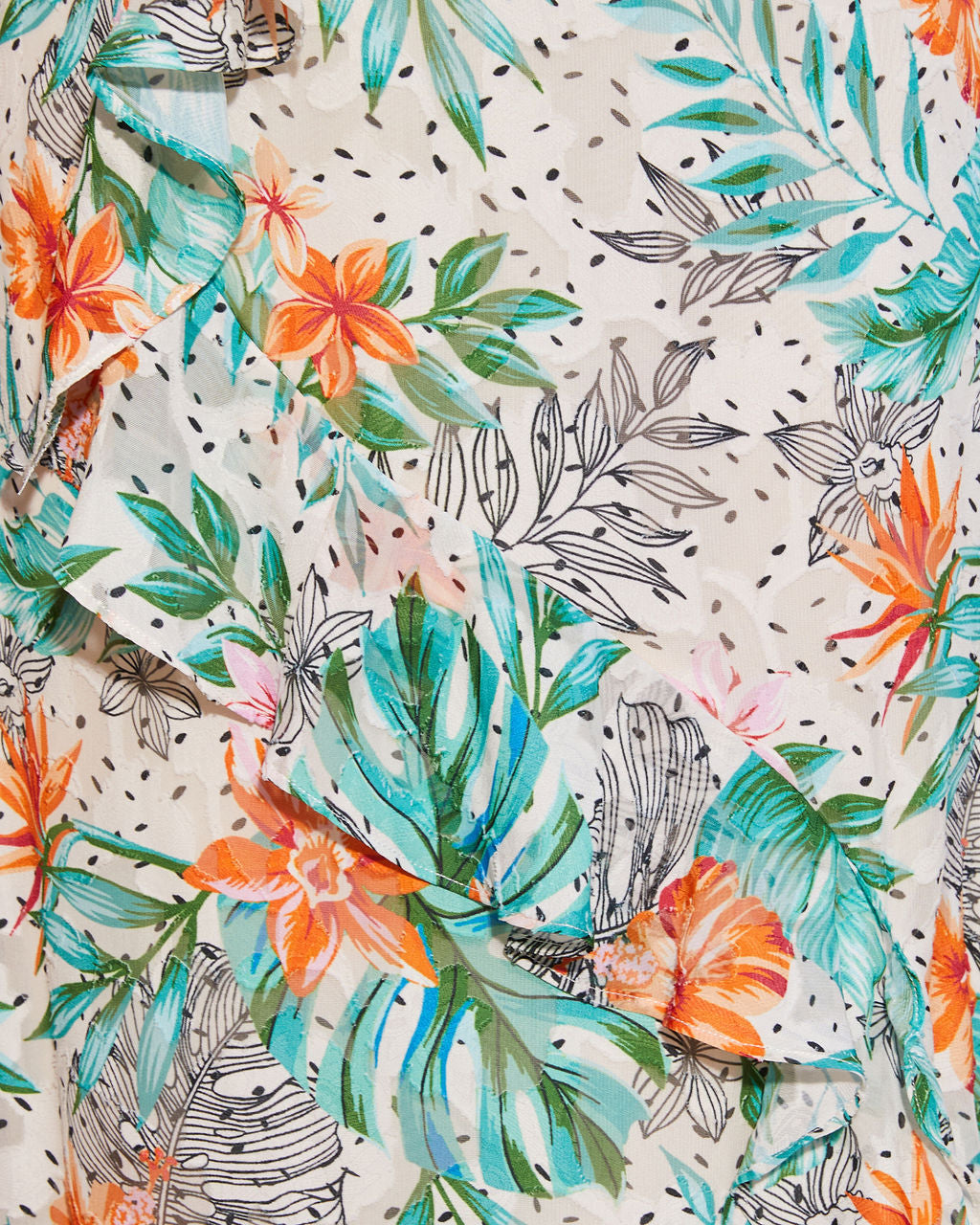 Blossom Coast Çiçek Fırfırlı Midi Elbise