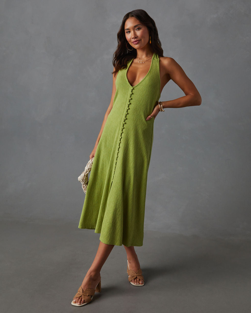 Vivienne Halter Düğmeli Midi Elbise