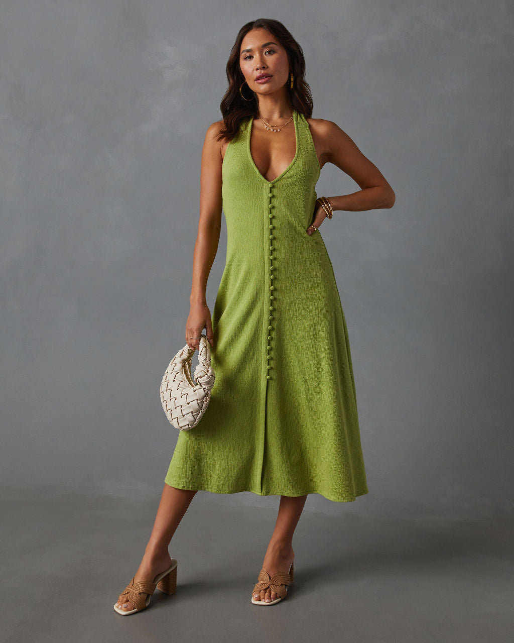 Vivienne Halter Düğmeli Midi Elbise