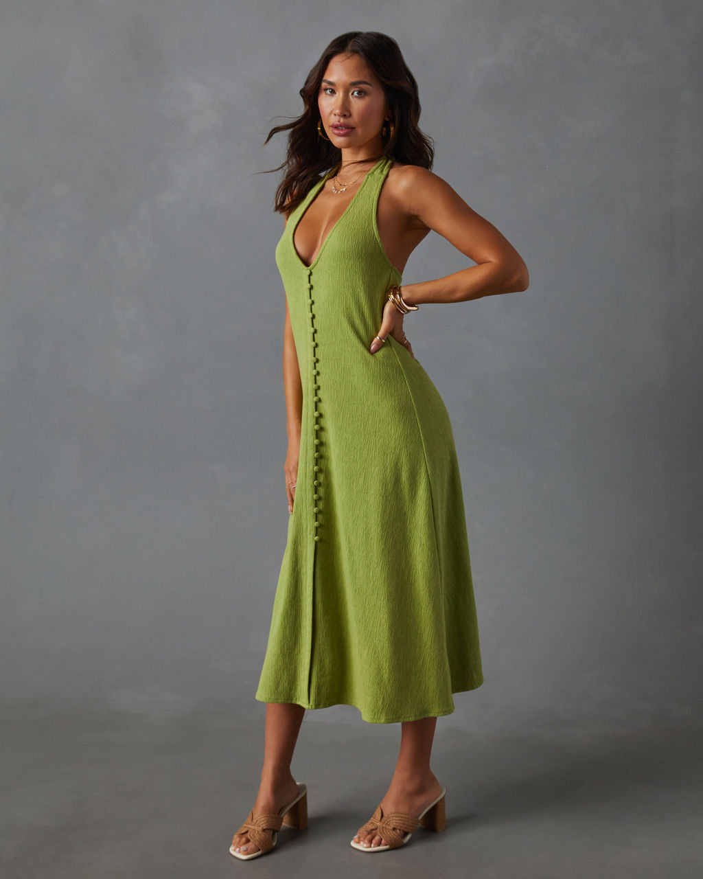 Vivienne Halter Düğmeli Midi Elbise