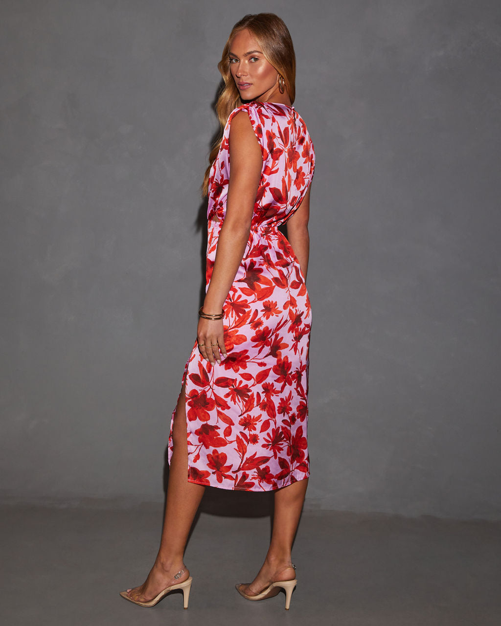 Bahçe Tanrıçası Baskılı Midi Elbise