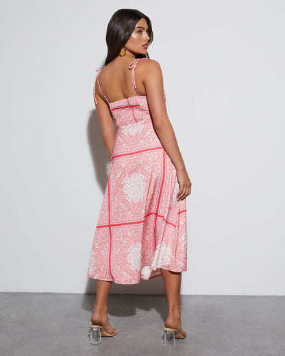 Emily Sweetheart Paisley Midi Elbise