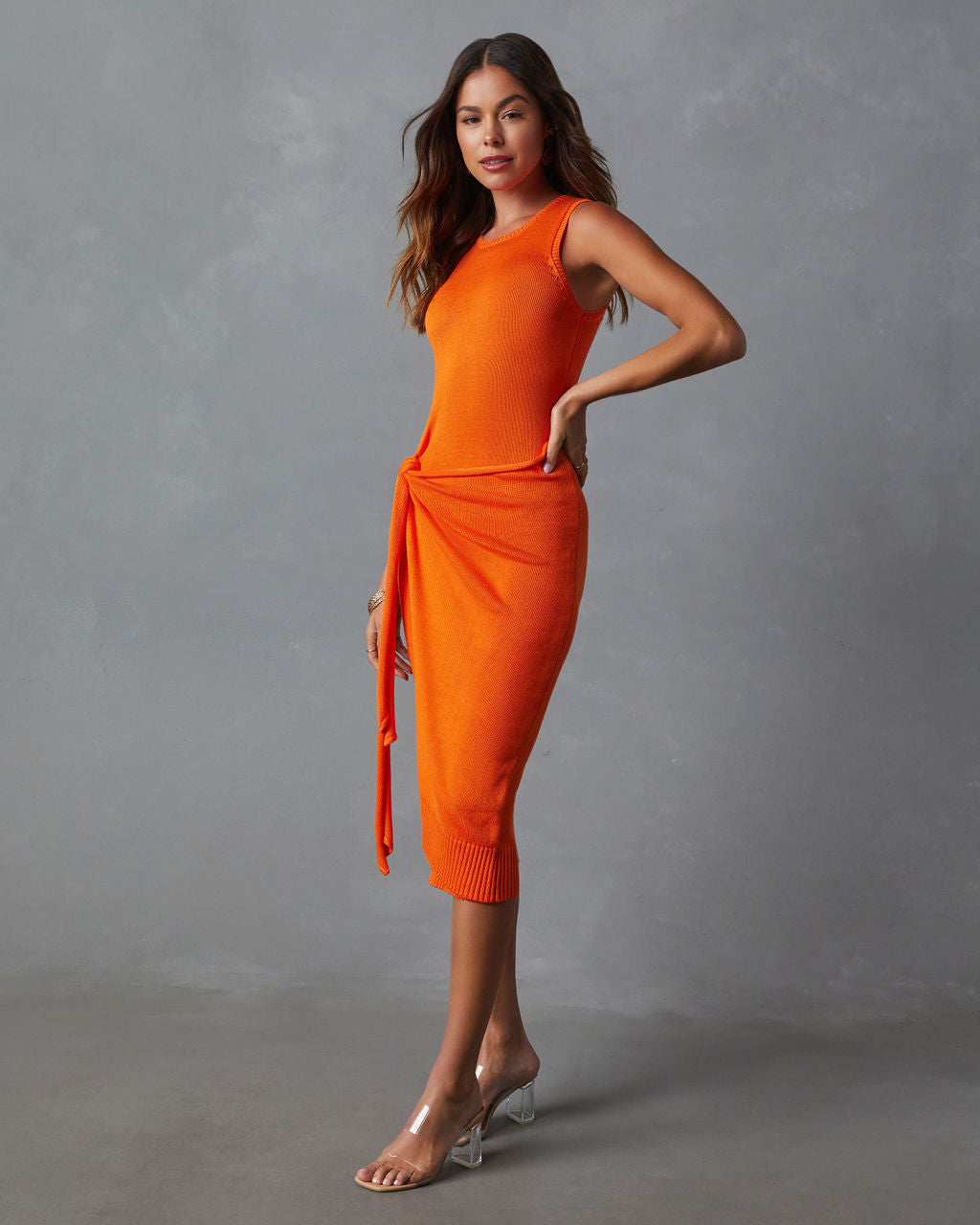 Orla Triko Anvelop Midi Elbise