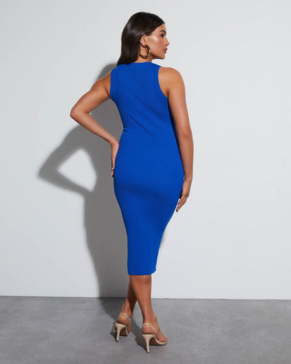 Kate Bisiklet Yaka Bodycon Midi Elbise