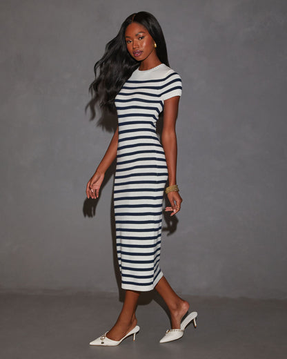 Eloise Çizgili Bodycon Kazak Midi Elbise