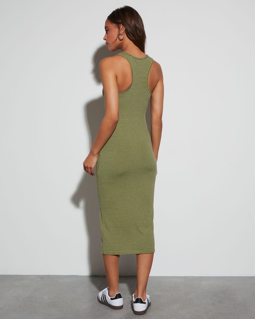 Rylie Çizgili Bodycon Midi Elbise