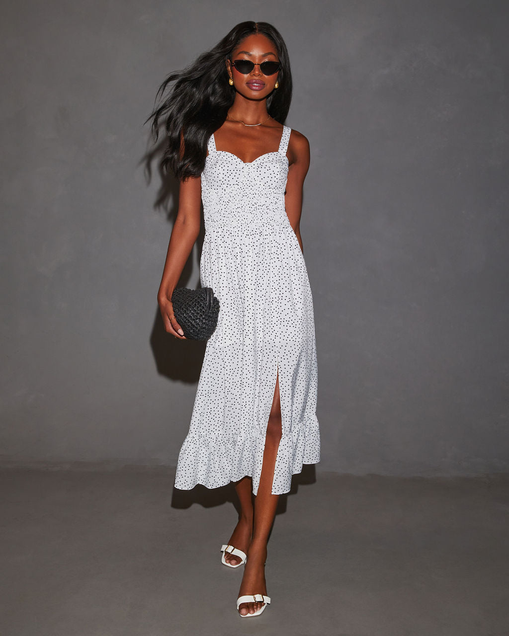 Anamaria Puantiyeli Korse Midi Elbise