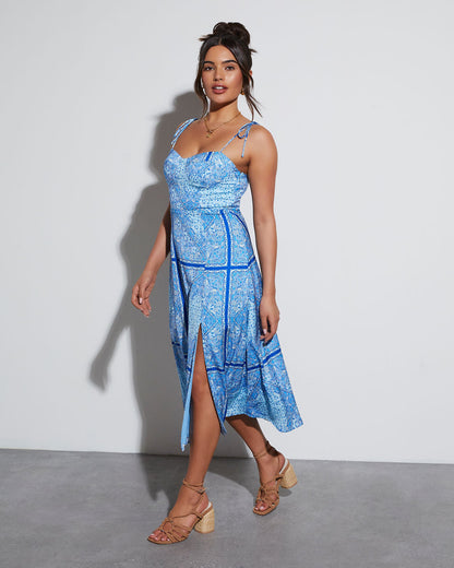 Emily Sweetheart Paisley Midi Elbise