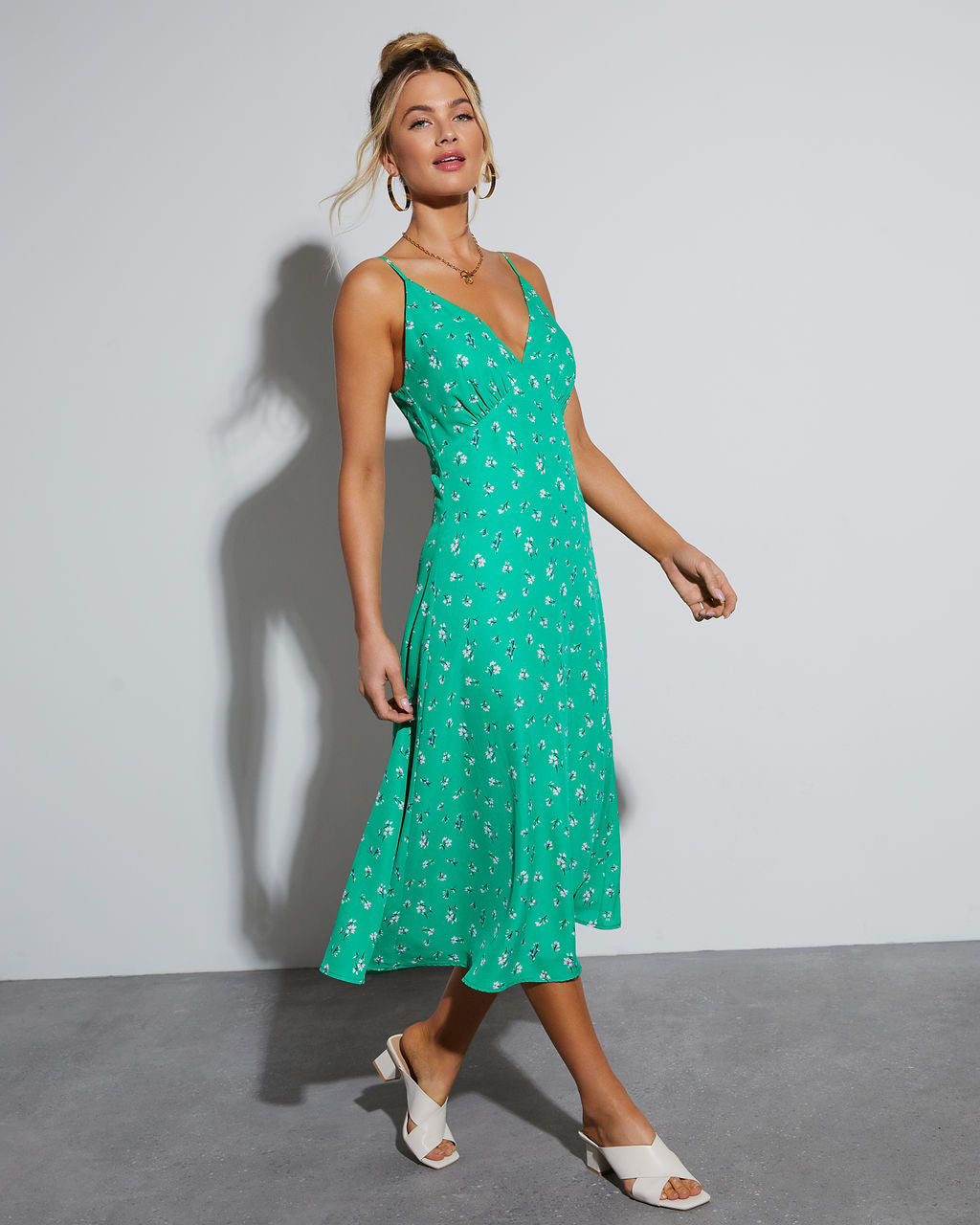 Cyrus V Yaka Slip Midi Elbise