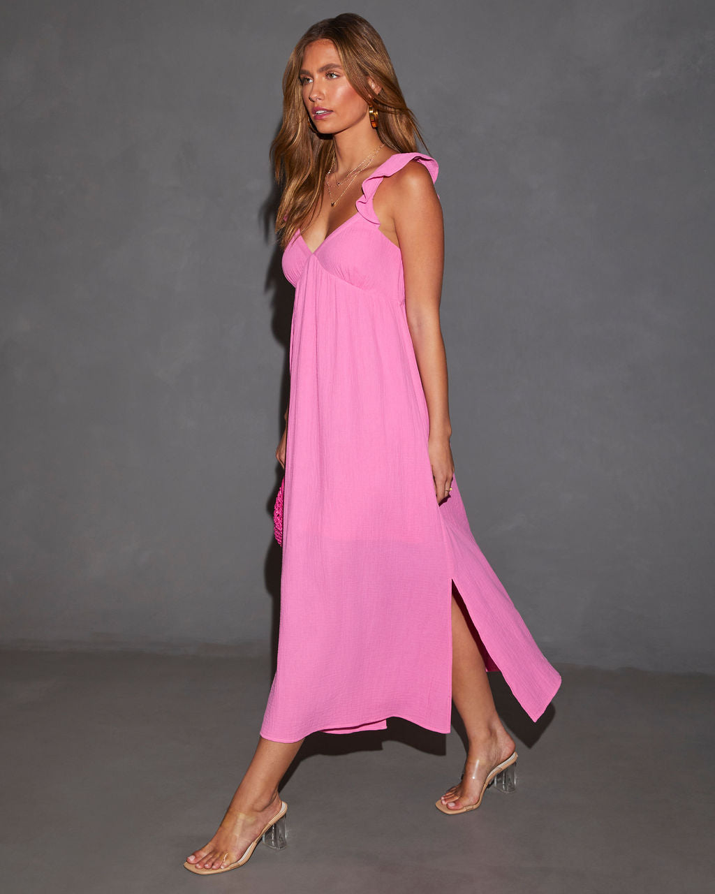 Melia Kolları Volanlı Midi Elbise