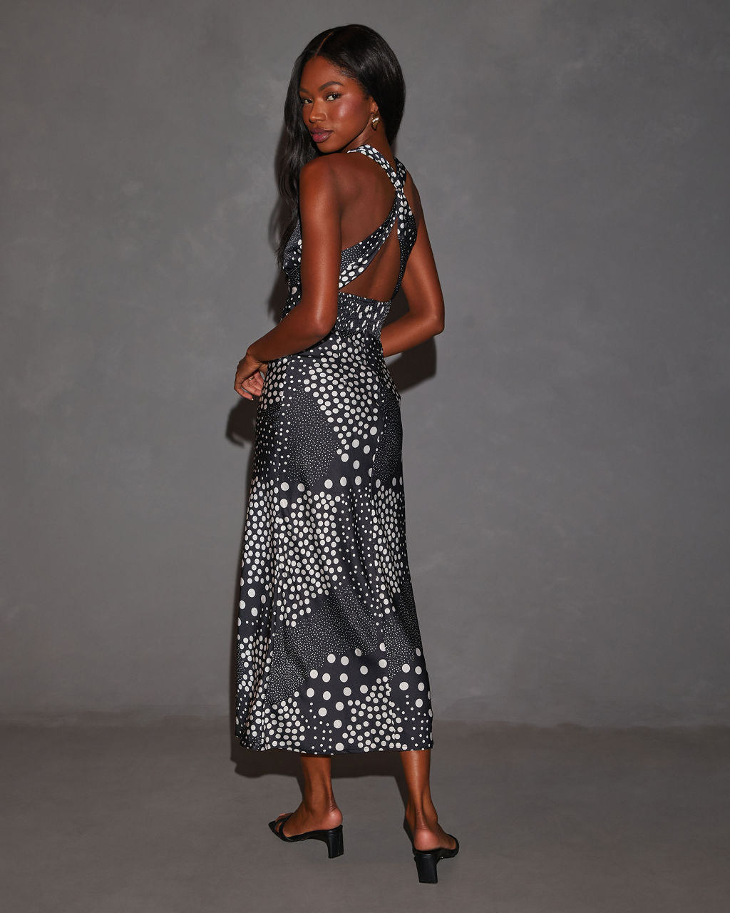 Leonie Çapraz Sırtlı Baskılı Midi Elbise