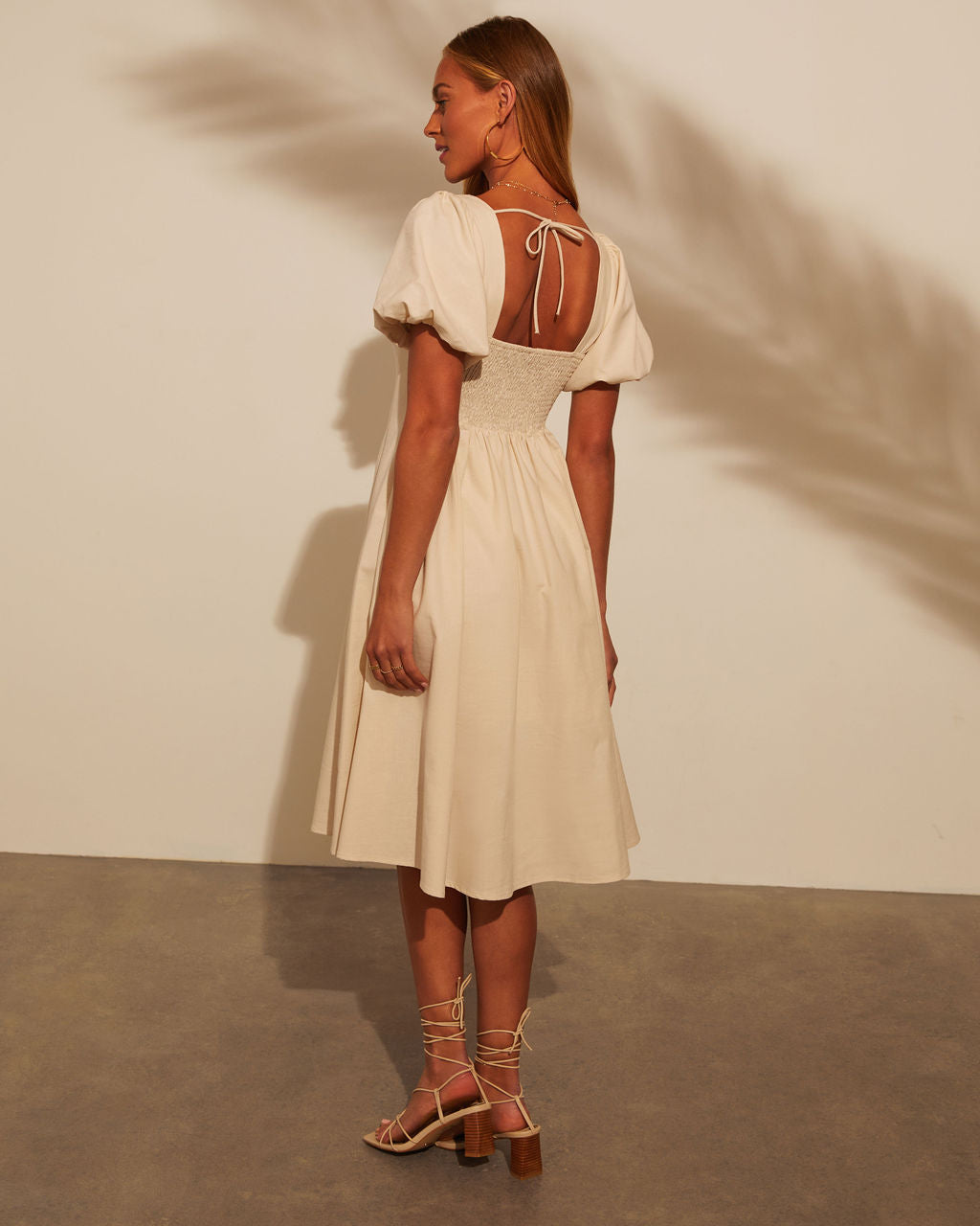 Ilaria Puf Kol Midi Elbise