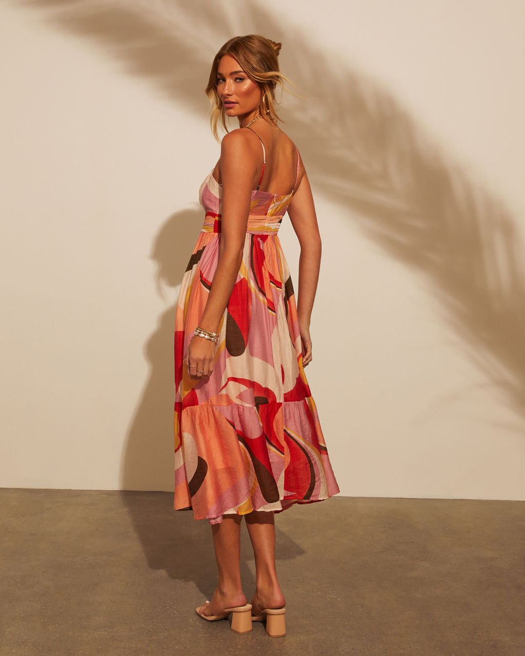 Eudora Baskılı Önü Bağlamalı Midi Elbise