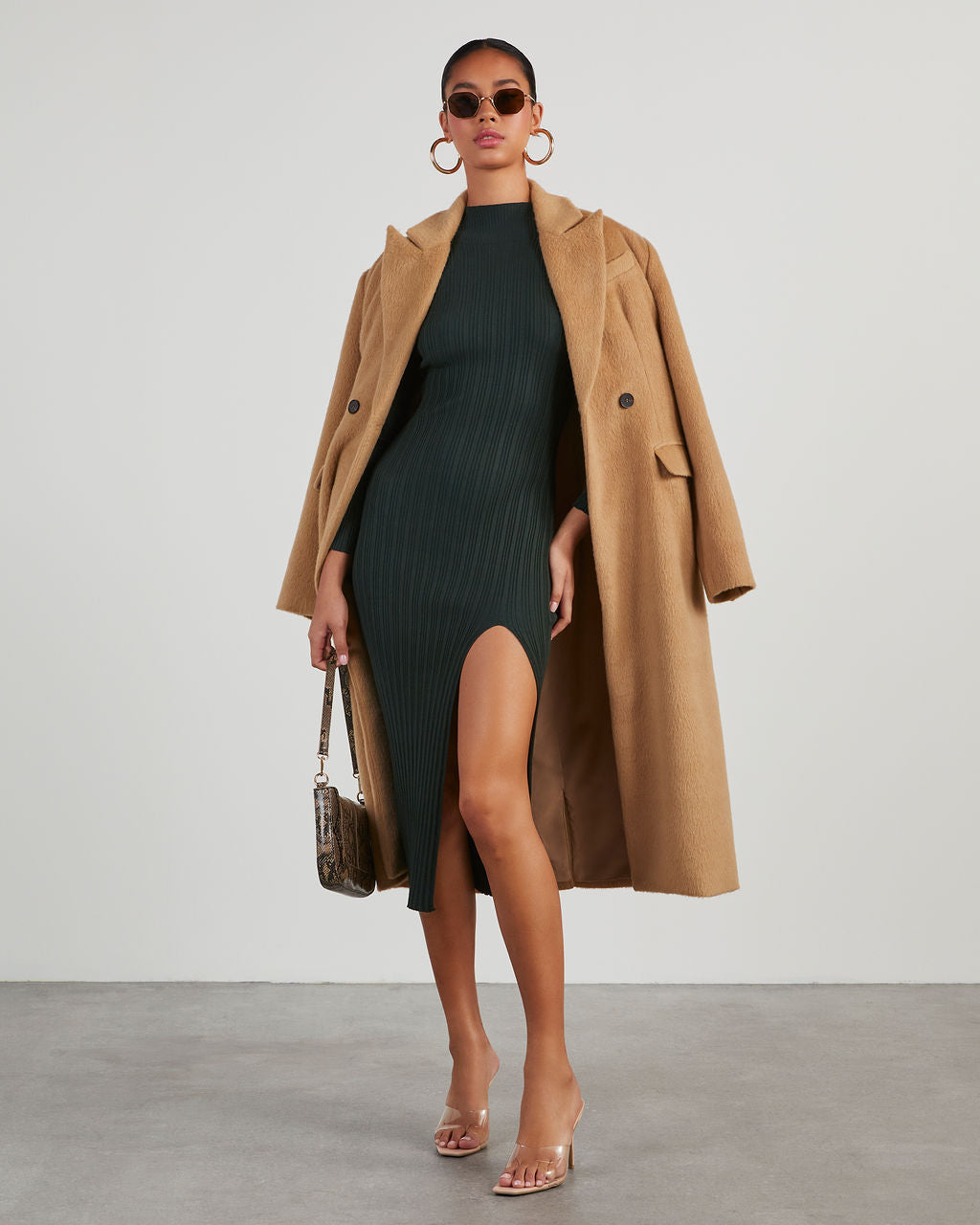 Thankful Soul Nervürlü Yarım Yaka Midi Elbise