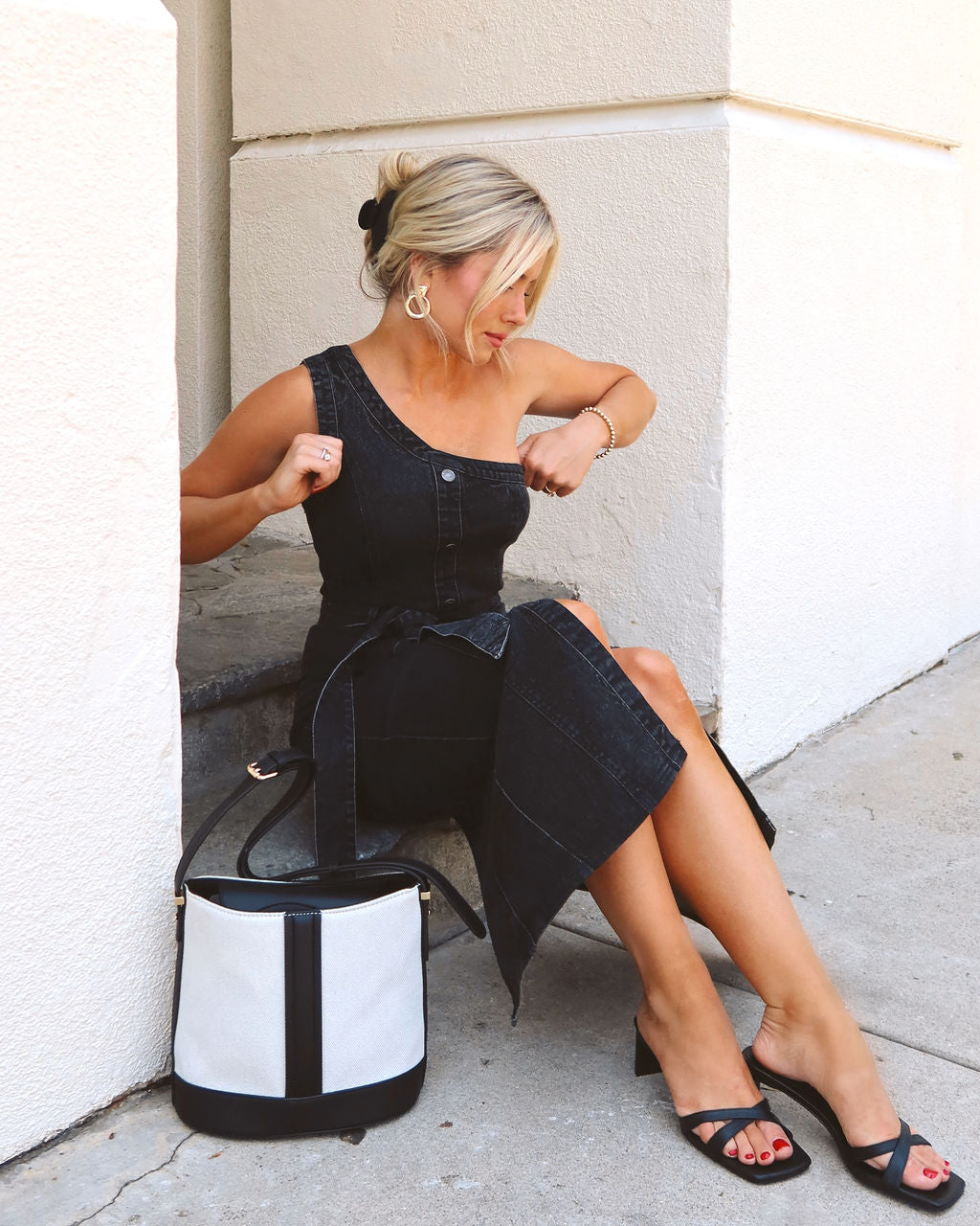 Perfect Fit Tek Omuz Midi Elbise