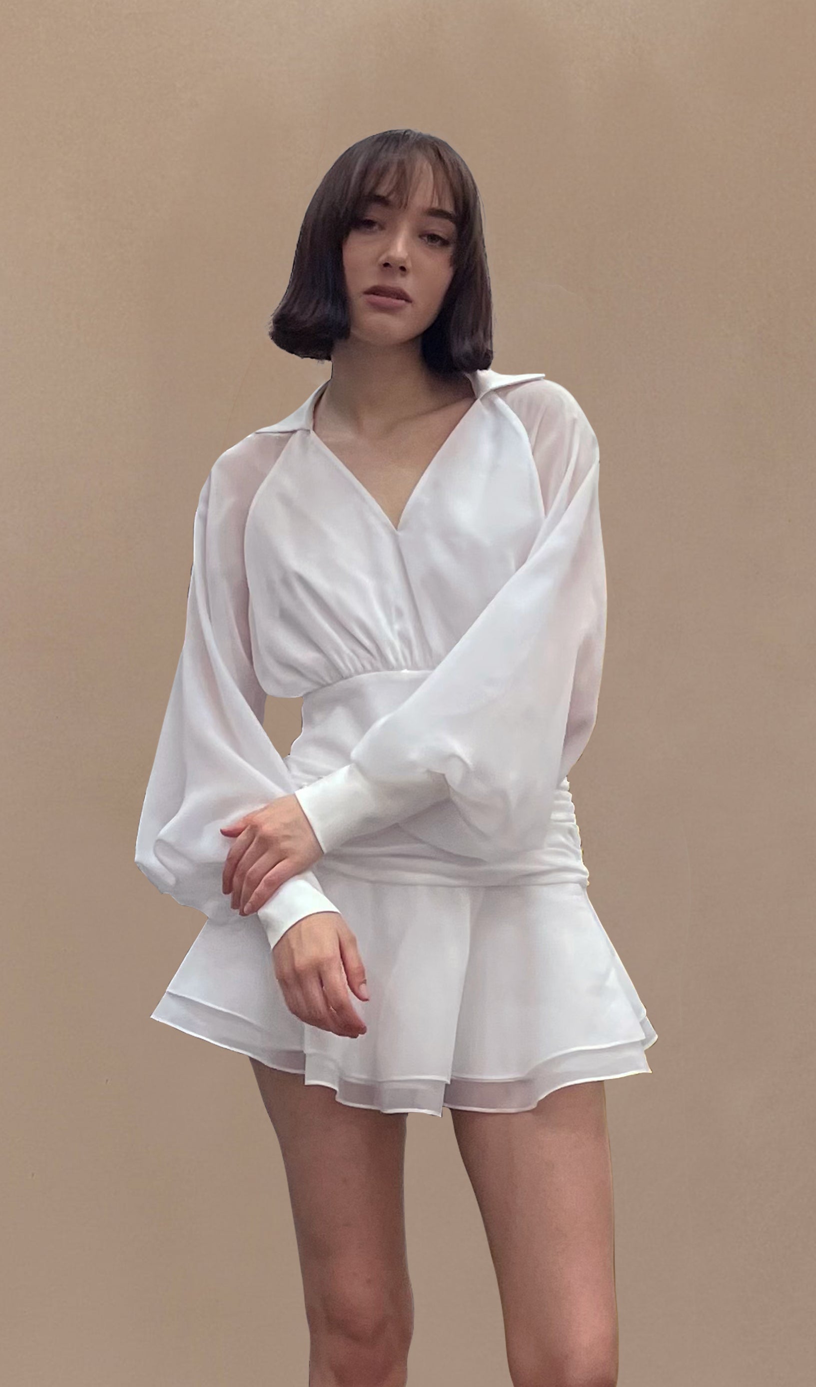 Thalia Fener Kollu Mini Elbise